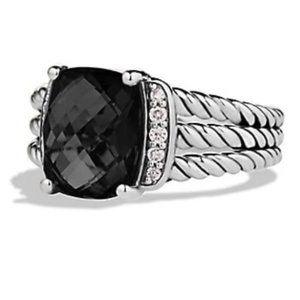 David Yurman Wheaton Petite Ring with Black Onyx and Diamonds